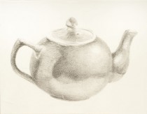 "The Teapot," charcoal on paper, 11"x17" unmatted